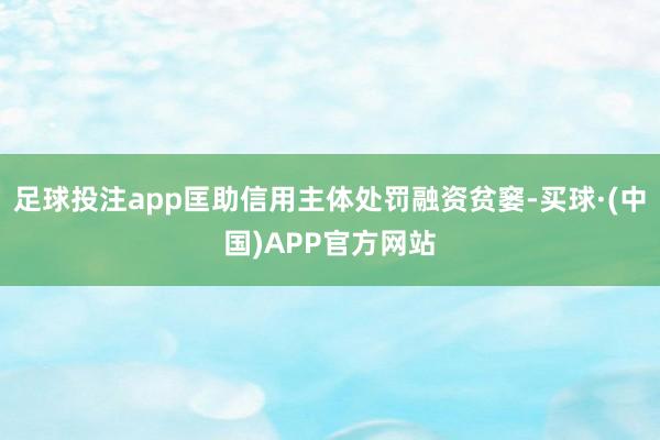 足球投注app匡助信用主体处罚融资贫窭-买球·(中国)APP官方网站