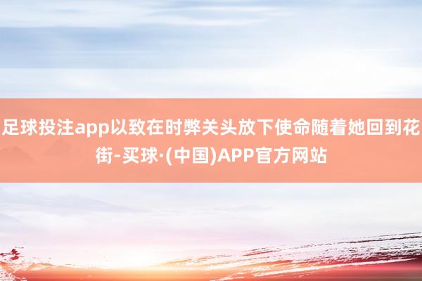 足球投注app以致在时弊关头放下使命随着她回到花街-买球·(中国)APP官方网站