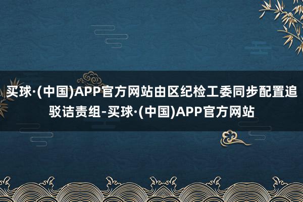 买球·(中国)APP官方网站由区纪检工委同步配置追驳诘责组-买球·(中国)APP官方网站