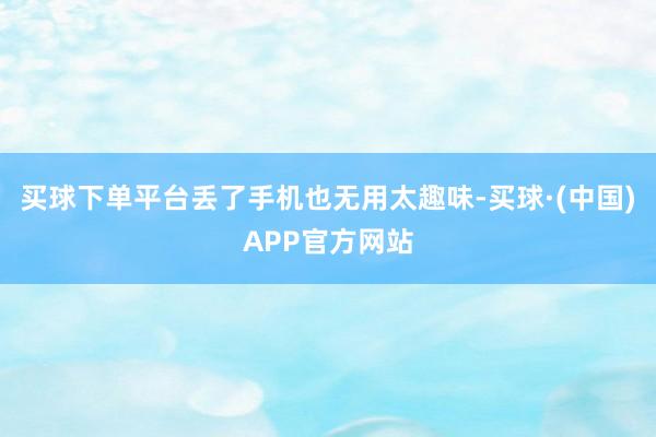 买球下单平台丢了手机也无用太趣味-买球·(中国)APP官方网站