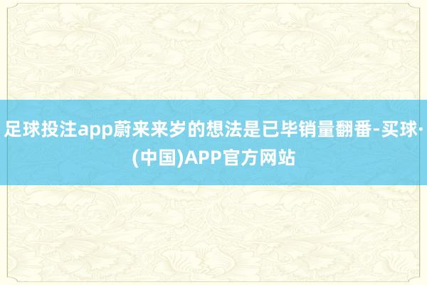足球投注app蔚来来岁的想法是已毕销量翻番-买球·(中国)APP官方网站