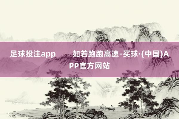 足球投注app        如若跑跑高速-买球·(中国)APP官方网站