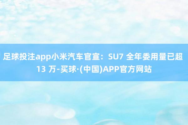 足球投注app小米汽车官宣：SU7 全年委用量已超 13 万-买球·(中国)APP官方网站