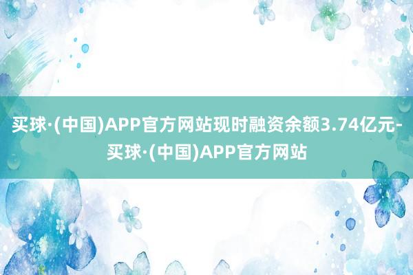 买球·(中国)APP官方网站现时融资余额3.74亿元-买球·(中国)APP官方网站