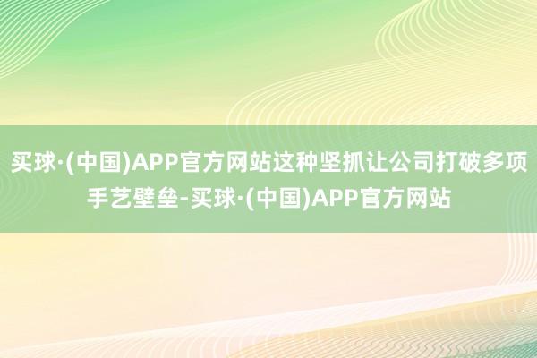 买球·(中国)APP官方网站这种坚抓让公司打破多项手艺壁垒-买球·(中国)APP官方网站