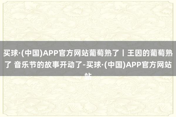 买球·(中国)APP官方网站葡萄熟了丨王因的葡萄熟了 音乐节的故事开动了-买球·(中国)APP官方网站