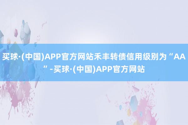 买球·(中国)APP官方网站禾丰转债信用级别为“AA”-买球·(中国)APP官方网站
