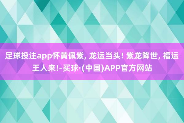 足球投注app怀黄佩紫, 龙运当头! 紫龙降世, 福运王人来!-买球·(中国)APP官方网站