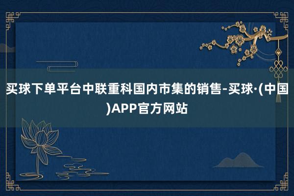 买球下单平台中联重科国内市集的销售-买球·(中国)APP官方网站
