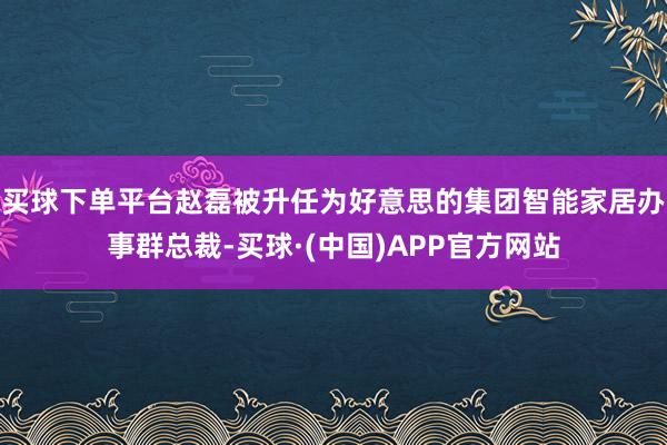 买球下单平台赵磊被升任为好意思的集团智能家居办事群总裁-买球·(中国)APP官方网站