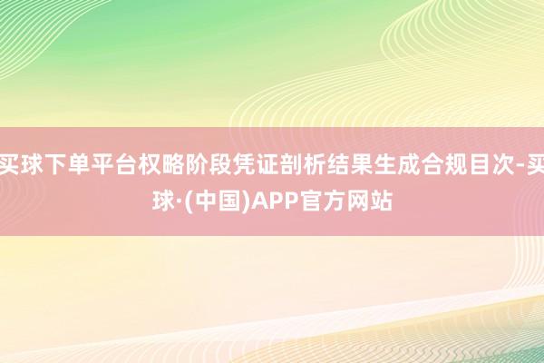 买球下单平台权略阶段凭证剖析结果生成合规目次-买球·(中国)APP官方网站