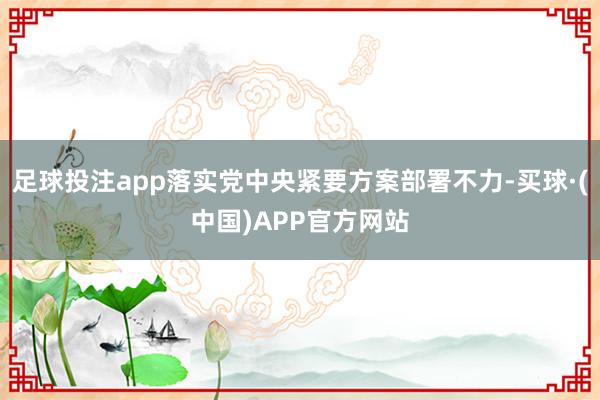 足球投注app落实党中央紧要方案部署不力-买球·(中国)APP官方网站
