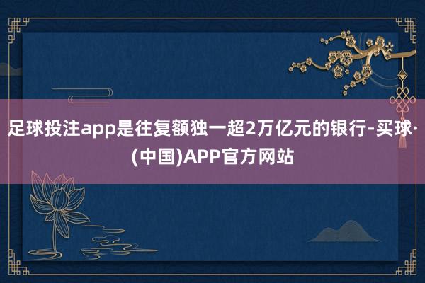足球投注app是往复额独一超2万亿元的银行-买球·(中国)APP官方网站