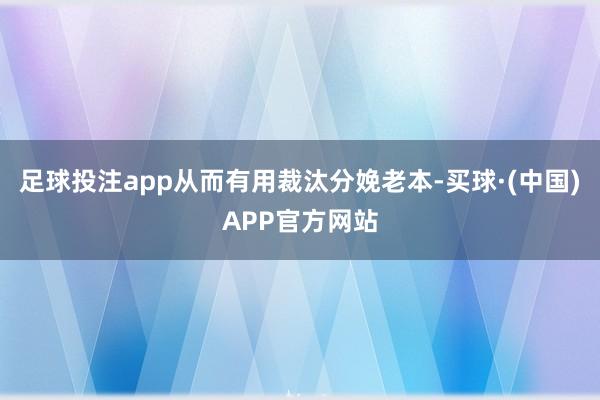 足球投注app从而有用裁汰分娩老本-买球·(中国)APP官方网站