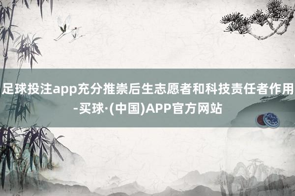足球投注app充分推崇后生志愿者和科技责任者作用-买球·(中国)APP官方网站