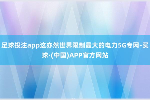 足球投注app这亦然世界限制最大的电力5G专网-买球·(中国)APP官方网站